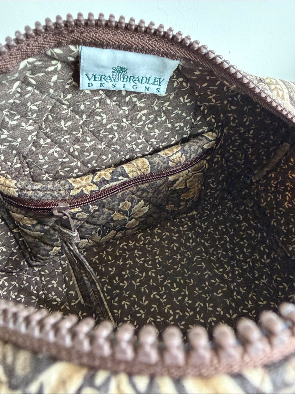Vera Bradley Quilted Floral Mini Shoulder Bag in Brown and Tan - Picture 5 of 5